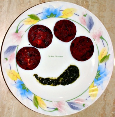 Beetroot & Carrot Cutlets with Coriander Chutney